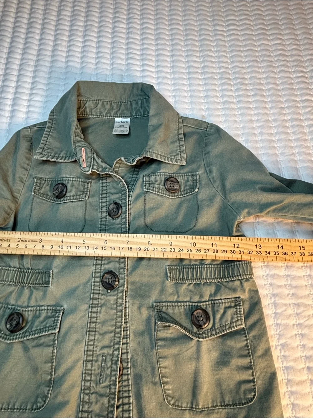 Carter’s Girls 4T Olive Green Utility Safari Jacket Cotton Button Pocket Field